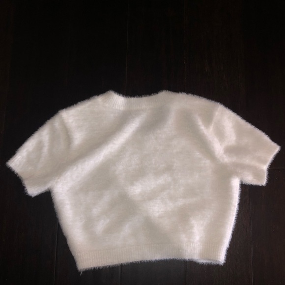 Fuzzy White L.A. Hearts Cropped Tee - Picture 2 of 3